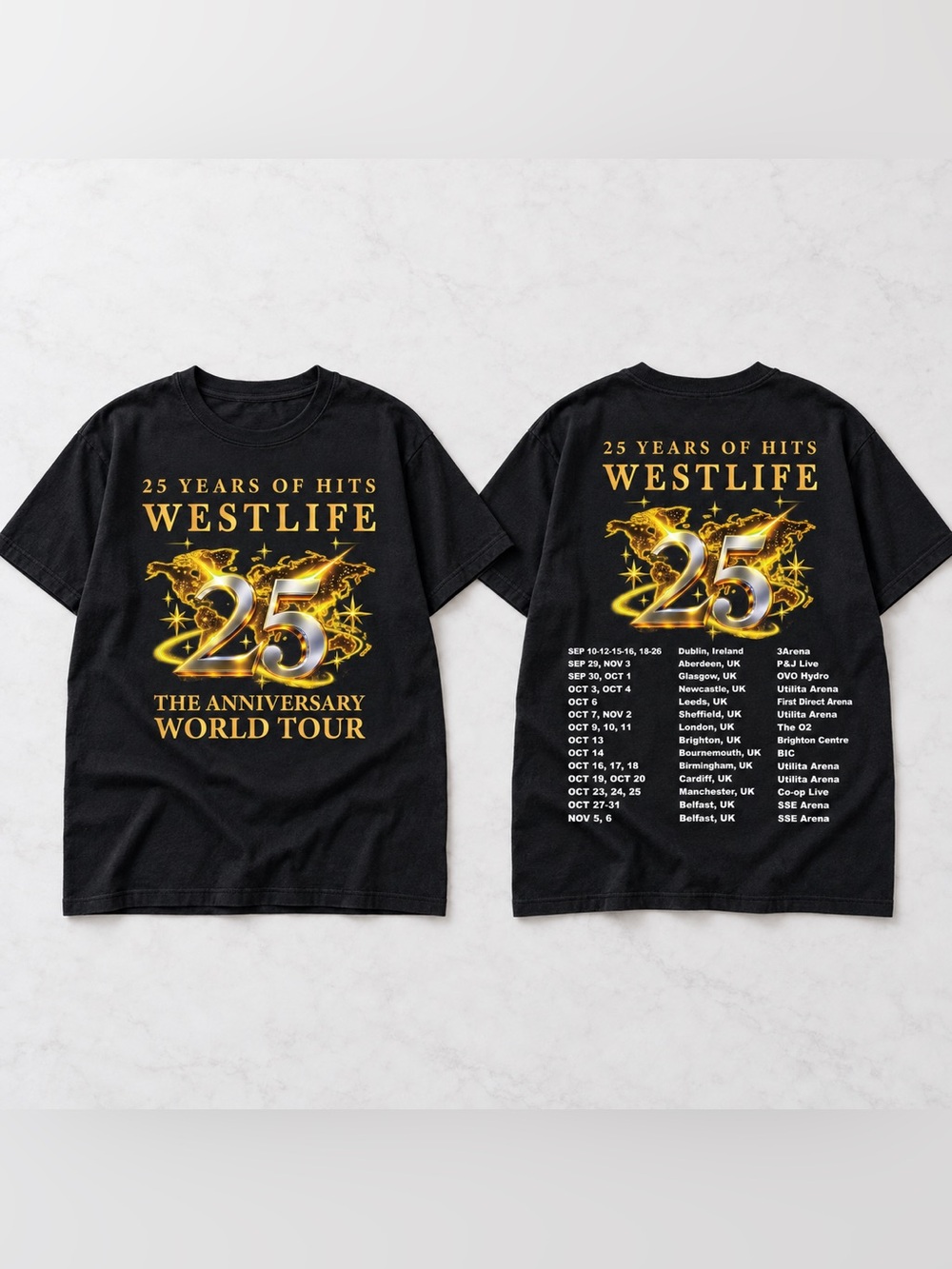 Westlife Shirt 25th Anniversary Tour T-Shirt Graphic Tee Reprint